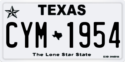 TX license plate CYM1954