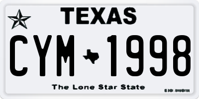 TX license plate CYM1998