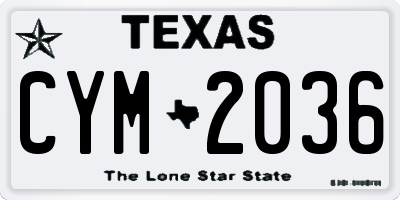 TX license plate CYM2036