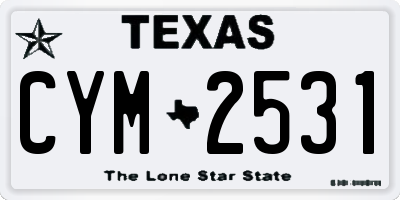 TX license plate CYM2531