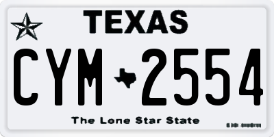 TX license plate CYM2554