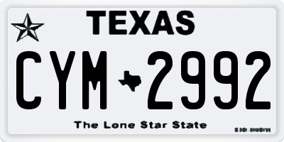 TX license plate CYM2992