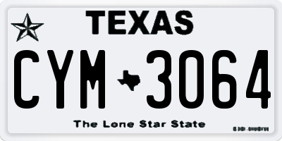 TX license plate CYM3064