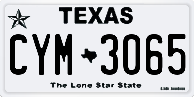 TX license plate CYM3065