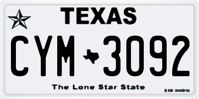 TX license plate CYM3092