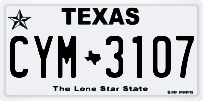 TX license plate CYM3107