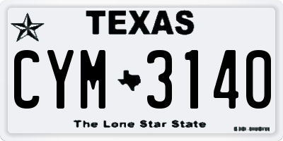 TX license plate CYM3140