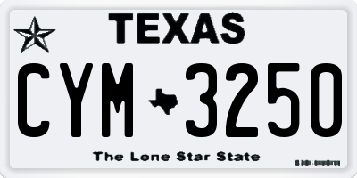 TX license plate CYM3250