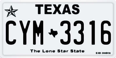 TX license plate CYM3316
