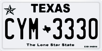 TX license plate CYM3330