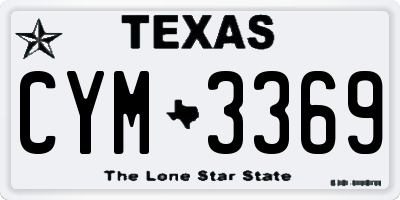 TX license plate CYM3369
