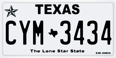 TX license plate CYM3434