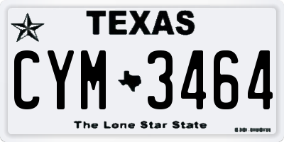 TX license plate CYM3464