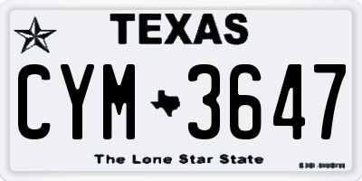 TX license plate CYM3647