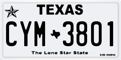 TX license plate CYM3801