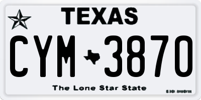 TX license plate CYM3870