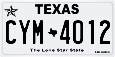 TX license plate CYM4012
