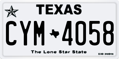 TX license plate CYM4058
