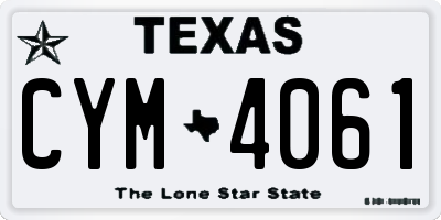 TX license plate CYM4061