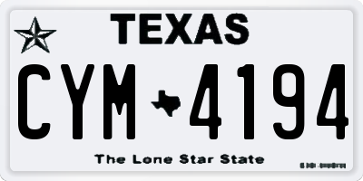 TX license plate CYM4194