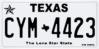 TX license plate CYM4423