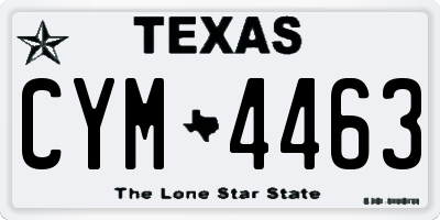 TX license plate CYM4463