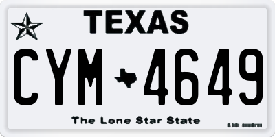 TX license plate CYM4649