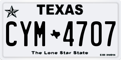 TX license plate CYM4707