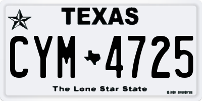 TX license plate CYM4725