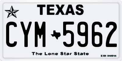 TX license plate CYM5962