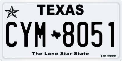 TX license plate CYM8051