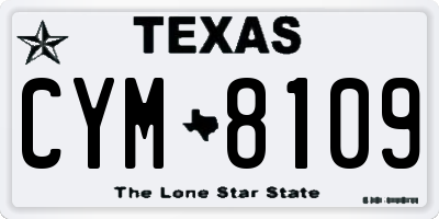 TX license plate CYM8109