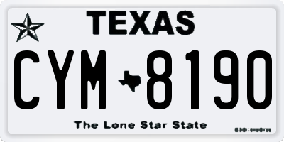 TX license plate CYM8190