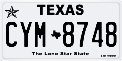 TX license plate CYM8748