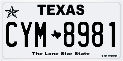 TX license plate CYM8981