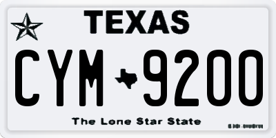 TX license plate CYM9200