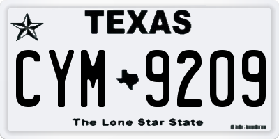 TX license plate CYM9209