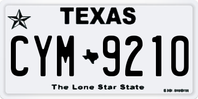 TX license plate CYM9210