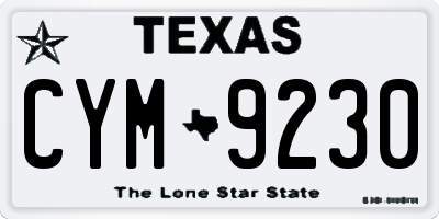 TX license plate CYM9230
