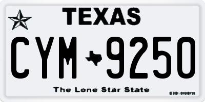 TX license plate CYM9250