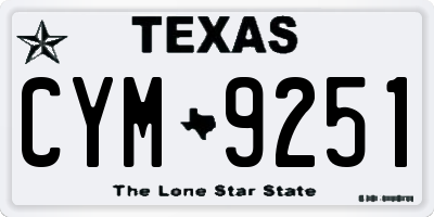 TX license plate CYM9251