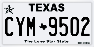 TX license plate CYM9502