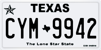 TX license plate CYM9942