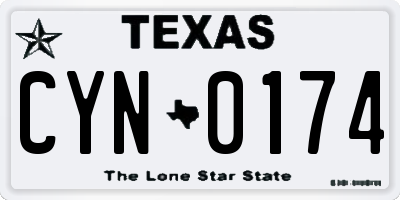 TX license plate CYN0174