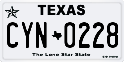 TX license plate CYN0228