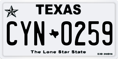 TX license plate CYN0259