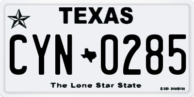TX license plate CYN0285