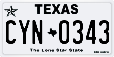 TX license plate CYN0343