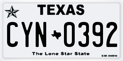 TX license plate CYN0392