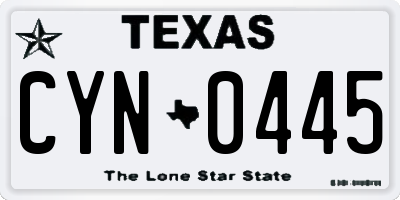 TX license plate CYN0445